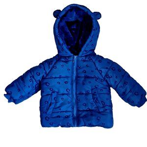 Tahari Baby Girls 18 Months Black Animal Print Hooded Puffer Jacket Coat Pockets